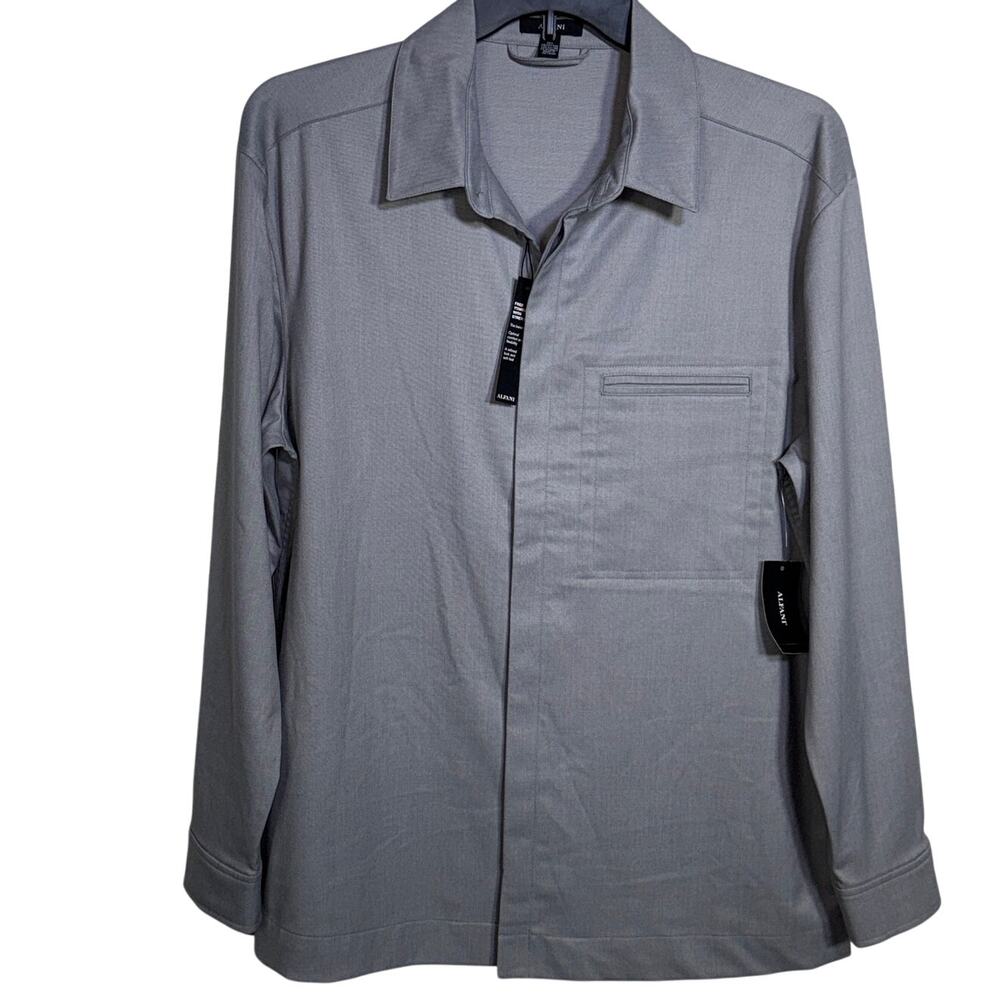 Alfani Men's Clean One Pocket Heathered Shirt Jacket Grey Heather medium $99